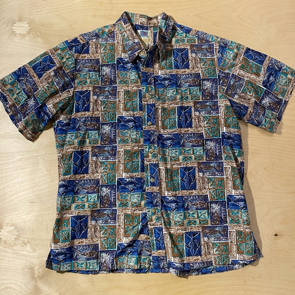 Avi Collection by Kahala Hawaiian Islands Multicolor Patterned Shirt XL (QG)